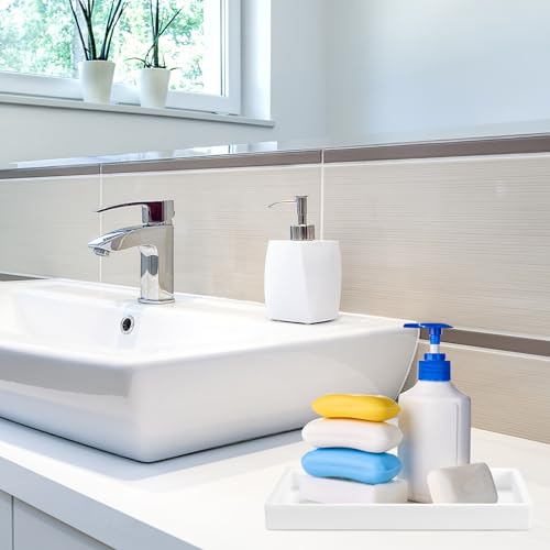 2 Stück Badezimmer Tablett Deko Tablett Dekotablett Weiß, Silikon Ablageschale, Kosmetiktabletts für Küchenspüle Schminktisch Badewanne Badezimmer Deko, Rechteck, 20 x 10 cm (Weiß)