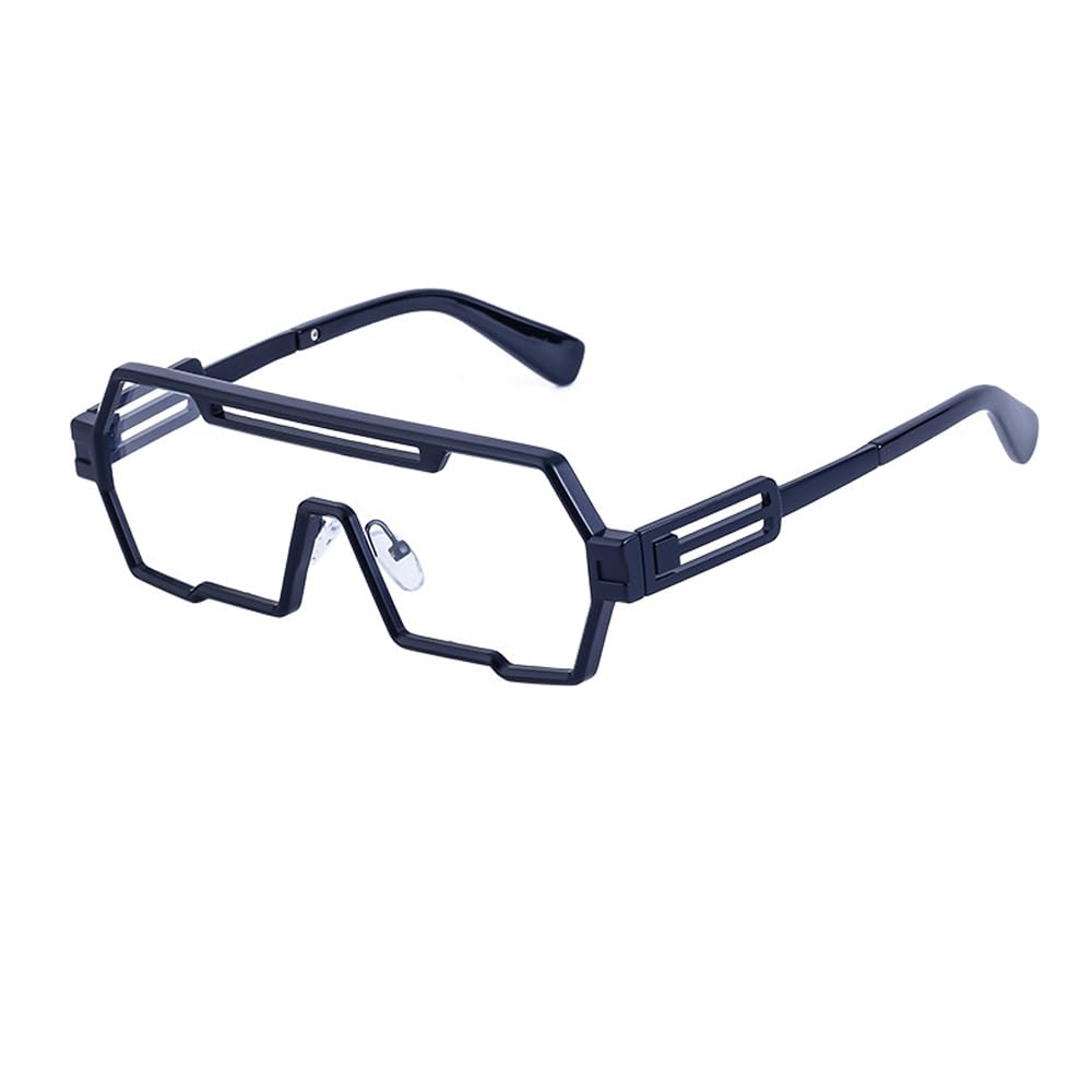 Junsika Retro Steampunk Sunglasses for Men Fashion Cool One Piece Irregular Metal Frame Sunglasses