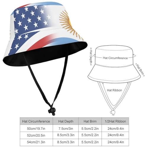 American and Argentina FlagChildren's Bucket Hat for Boys and Girls, Breathable Summer Beach Hat52cm2