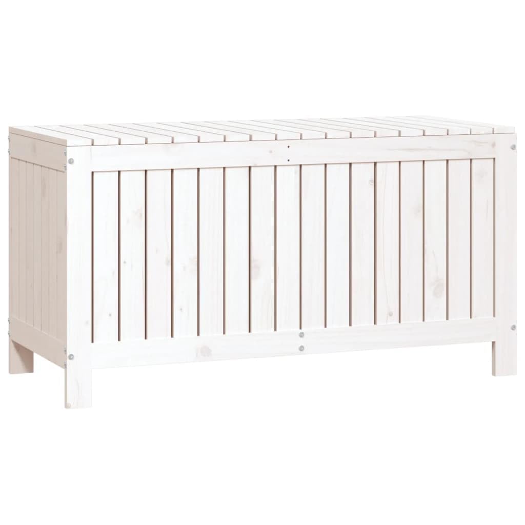 vidaXL Boîte de Rangement de Jardin, Coffre à Outils avec Couvercle, Bac de Rangement, Organisateur de Salon Chambre, Moderne, Blanc Bois de Pin Massif
