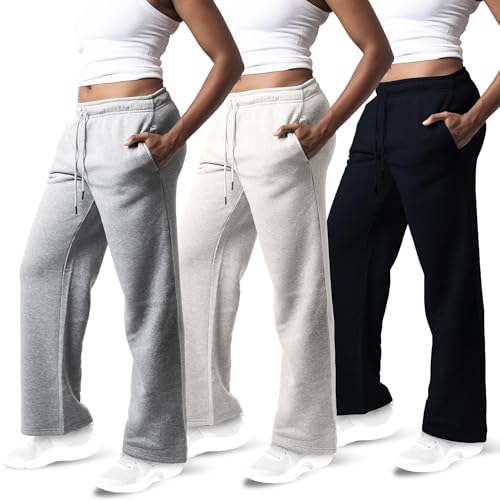3 Pack Sweatpants Women, Wide Leg Womens Sweatpants, Workout - Yoga Pants (Available in Plus)