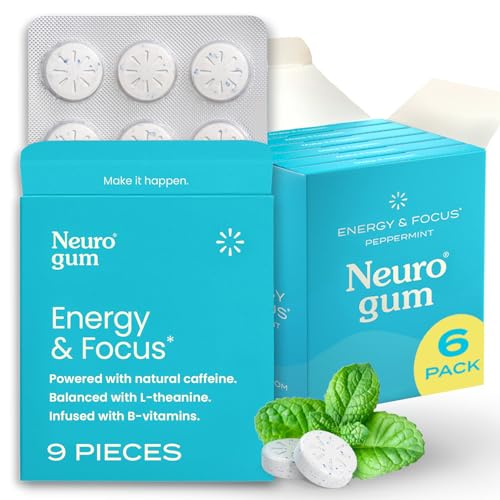 NeuroGum Energy & Focus Gum (54 Count-6 Pack, Peppermint) |