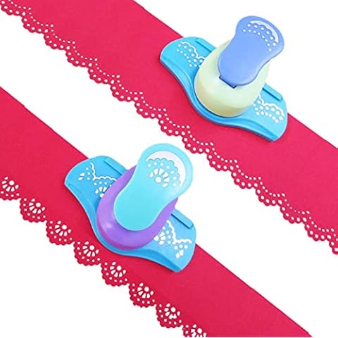 MIAO JIN 2PCS Craft Punch Hemming Punch Big Tool Edge Paper Punch Hand Scrapbooking Edge Punch Fancy Border Punch Fancy Hole Punch DIY Art scrapbooks, Gift Cards, Wedding Cards, Decorations Cover