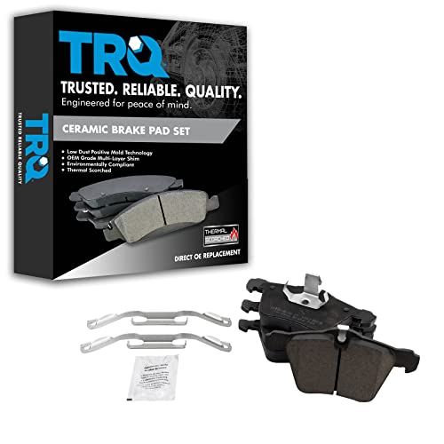 TRQ Front Brake Pads Ceramic Compatible with 2006-2008 Jaguar S-Type 2005-2009 Super V8 2009-2015 XF 2010-2019 XJ XJR 2010-2015 XK 2007-2009 XKR