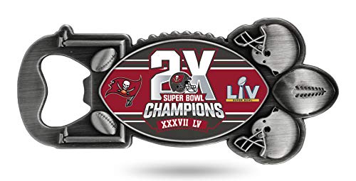 Tampa Bay Buccaneers 2X Time Champions Party Starter Magnetic Pewter Metal Magnet Bottle Opener Football