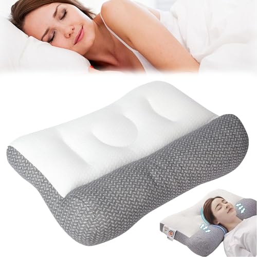 Sohobloo Neck Pillow,Ergonomic Goose Down Pillow for Neck,Nimecal Pillow,Almohadas para El Cuello,Boost Sleep with Ergonomic Goose Down Pillow,Cervical Support Comfort Goose Down Pillow (Gray, 29in)