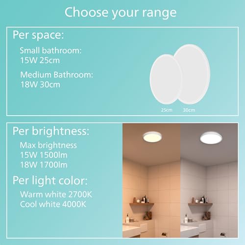 Philips LED Superslim Bathroom Ceiling Light 27K 15W, Warm White IP44. For Bathroom And Kitchen Lighting - Cosy Home Interiors Philips LED Superslim Bathroom Ceiling Light 27K 15W, Warm White IP44. For Bathroom And Kitchen Lighting - Image 2