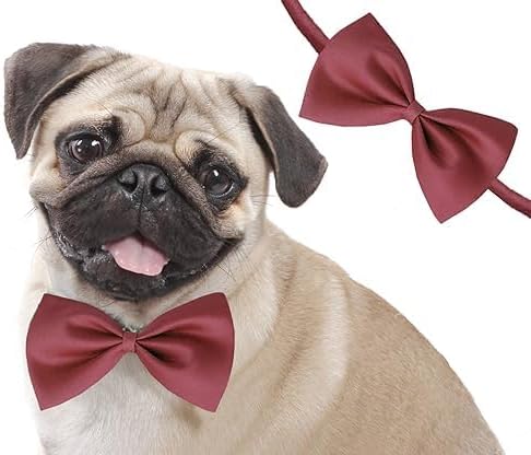 Charming Canine Fashion Eye-Catching Dog Bow Tie, Vibrant Maroon Color