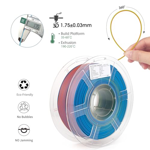 Image of iSANMATE Matte Tri Colors Filament 1.75mm, 3-in-1 Color Coextrusion 3D Filament, Magic Color Change Filament 1.75mm, Dimensional Accuracy + /- 0.03 mm,Malachite 1KG /Spool