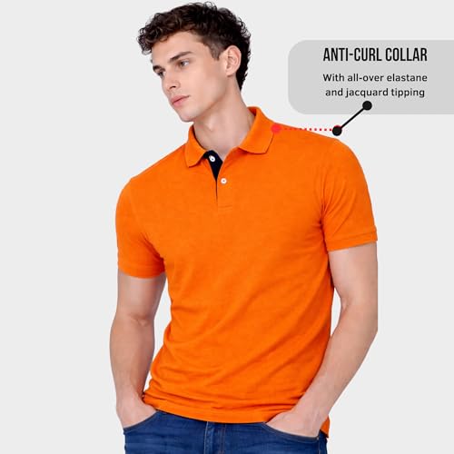 Image of Men's Cotton Polo T-Shirt | Solid Regular Fit Polo Neck T-Shirt | Half Sleeve Casual & Office Wear | Soft Breathable Summer T-Shirt for Men