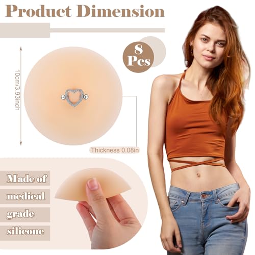Image of Tondiamo 4 Pairs Silicone Nipple Covers with Piercing Diamond Adhesive Reusable Fake Nipple for Women With Piercing