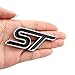 ST Emblem 3D Metal Badge Car Hood Truck Door Side Fender Rear Trunk Emblem Sticker Decals for Focus Focus 2 Focus 3 Auto F-150 Sport Decoration Accessories (Black)