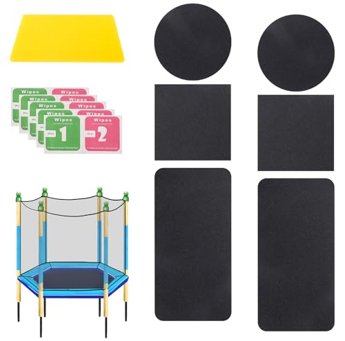 Lyreh 6pcs Self Adhesive Trampoline Patch Repair Kit with Scraper, 3 Shape Trampoline Accessories for Repairing Tears or Holes in Mats