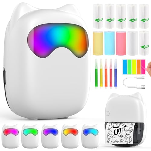 HUIJUTCHEN Mini Stampante LED Tascabile per Smartphone, Adesivi, Foto Termica per Memo, Journal,...