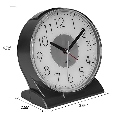 Easibest Silent No Ticking Analog Alarm Clock,Readable For Seniors Vision Impaired,Easy To Set,On/Off Switch On Side,Big Snooze Bar,Crescendo Alarm,Gentle Wake,Led Light,Aa Battery Operated,Black #TOP1
