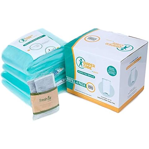 4 Pack Diaper Refill Liners - Compatible with Dekor CLASSIC Regular Size Pail- Disposable Diaper Pail Liners Hold Up To 2000 Diapers – Baby Scented Refills with Charcoal Smell Eliminator Bags Cover