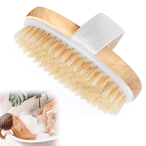 Brosse Corps A Sec,Brosse A Sec Drainage Lymphatique,Brosse Seche Corps,Fabriqué En Bois De Hêtre Naturel De Sanglier, Il Procure Un Massage Exfoliant Physique Et Favorise Le Drainage Lymphatique.