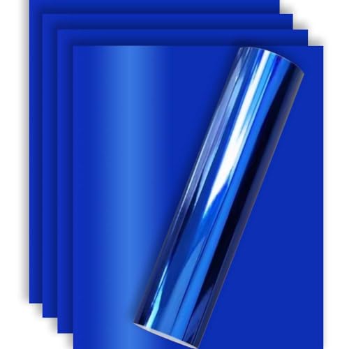 Tvinyl Warehouse Royal Blue Foil HTV Heat Transfer Vinyl for T-Shirt and Apparel 12" X 10"(Pack of 5), Easy to Weed and Iron on, Guaranteed Size