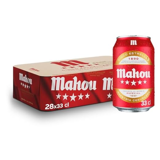Mahou 5 Estrellas, Pack de 28 Latas x 33 cl, Cerveza Especial Dorada Lager Con Sabor 5 Estrellas, 5.5% Volumen de Alcohol