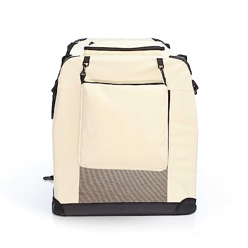 Fudajo Faltbare Transportbox für Hunde, Katzen XXXL (101x68x70cm), robust, leicht, sicher, Hundebox mit Tragegriff und Decke, Beige