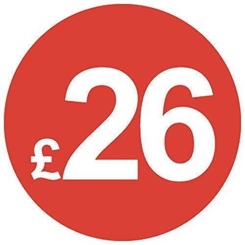 Pack of 500-20mm Price Stickers - Choose from 10p to £95 - Bright Red - Many Prices to Choose from (£26 - Red) — image 1