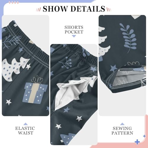 Boys' Pants Gifts Christmas Greeting Tree Long Bottoms Jogger Pants Elastic Waist Trousers with Pockets S-XL4