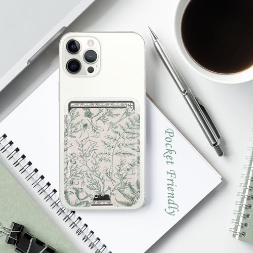 Obbii Compatible with Magsafe Cute Wallet Magnetic Card Holder,Green Floral by Obbii - Used condition - Image 6