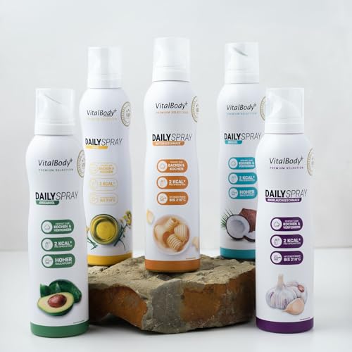VitalBody+ SUPPLEMENTS VitalBody+ DailySpray, Rapsölspray zum Braten, Grillen & Backen, 800 Portionen, 2 kcal pro Sprühstoß, ideal zum Abnehmen, Non-Stick Cooking Spray, Trennspray, zertifiziert & laborgeprüft - Produktansicht 9 | Öl & Essig