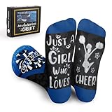 GZZSYO Cheer Socks For Girls, Fun Cheerleading Socks for Cheerleaders, Ideal Cheer Team Gifts (Black&Blue)