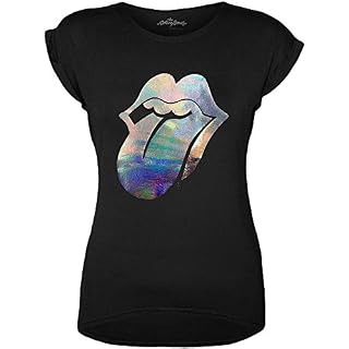Rolling Stones The Foil Tongue with Foiled Application T-Shirt Femme - Les Beatles, Paul McCartney, John Lennon, RIngo Starr, George Harrison