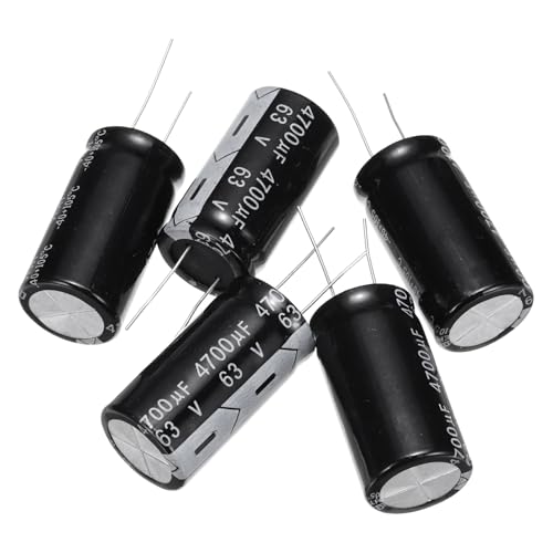 sourcing map Electrolytic Capacitor Aluminum Radial High Frequency 4700UF 63V 105 Celsius Life 3000H 22 x 40mm High Ripple Current,Low Impedance 5pcs