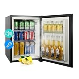HIPOPLLER Compact Refrigerator, 1.42 cu.ft 110V Quiet Mini Fridge, Reversible Door with Lock, Energy Efficient Beverage Cooler for Bedroom Dorm RV Hotel Office, Black