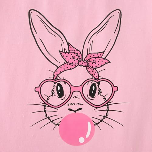 Image of CM C&M WODRO Kids Girl Easter Shirt Cute Bunny Glasses T-Shirt Short Sleeve Funny Happy Easter Rabbit Graphic Tees Tops