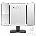 EASEHOLD Makeup Vanity Mirror with Lights 1X/2X/5X/10X Magnifying Mirror 38 LED Cosmetic Mirror with Touch Screen 180 Degree Rotation Dual Power Supply Portable Lighted Trifold Mirror