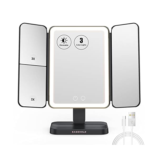 EASEHOLD Lighted Makeup Mirror with 60 LEDs, 3Color Lighting