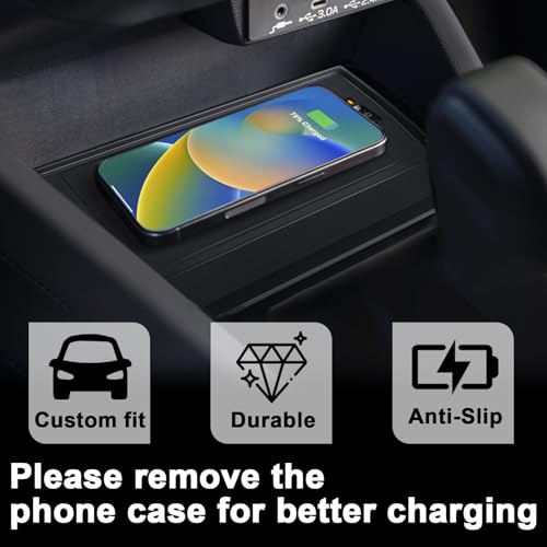 Image of Muslogy Center Console Inserts Compatible with 2025 Subaru Forester Accessories, Center Console Wireless Charger Protective Mat Liner Anti-Slip Phone Charge Area Charging Protection