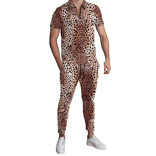 Costume léopard demi-fermeture éclair vêtement mode homme à manches longues