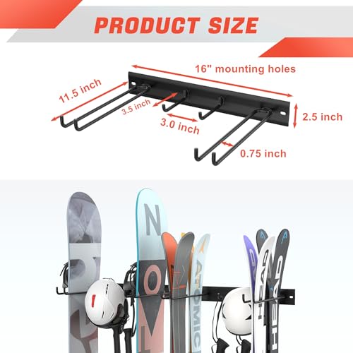 Walmann Garage Ski Rack, Indoor Ski Hangers For Home Shed Storage Wall Mounted Ski Holder Holds Up To 8 Pairs Of Skis thumb #2
