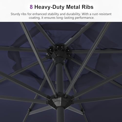 Image of PURPLE LEAF Outdoor Market Umbrella 10' x 10' Square Navy Blue 8 Metal Ribs
