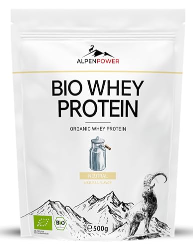 AlpenPower BIO WHEY Protein Neutral 500 g - 100% natürliche Zutaten & ohne Zusatzstoffe - Hochwertiges CFM Eiweiß-Pulver aus bester Bio-Alpenmilch