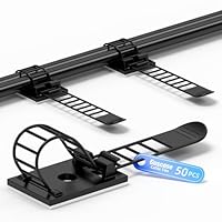 Guscase 50 Stück Kabelhalter Selbstklebend, 3M Kleber Kabelhalter Schreibtisch Kabelmanagement Verstellbare Kabelbinder, Kabelführung Kabelschellen Kabelclips für Zuhause Büro und Werkstatt - Schwarz