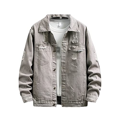Veste en jean en coton pour homme coupe ajustée gris XXL