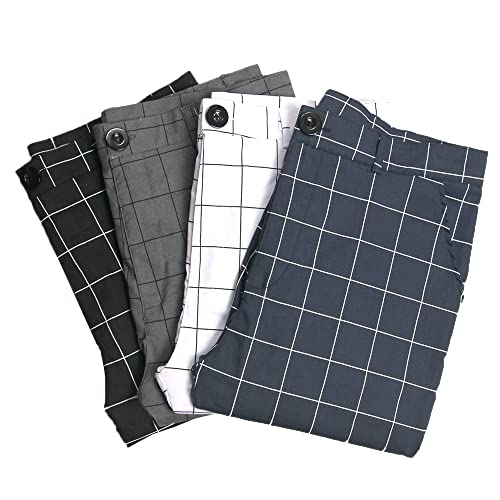 Mens Casual Plaid Jogger Pants Fashion Checked Flat Front Slim Fit Stretch Skinny Dress Pants Suit Trousers with Pocket4