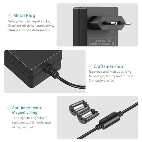 9V Netzteil, Netzadapter 9V 1,5A 1A Tip Negative Kompatibel mit BOSS Effektpedal Casio Keyboard Donner Roland Musical Instrumente Distortion PSA -120S, mit 5-Wege-Daisy-Chain-Kabel