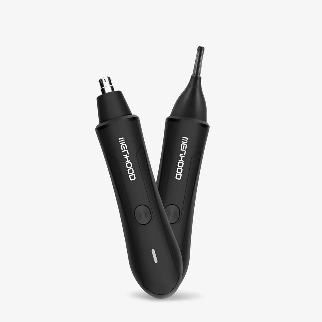 Menhood Rechargeable NOSAR Ear and Nose Trimmer with Eyebrow Styler | Waterproof and Washable | 360 Rotary Dual-Blade System - 300 minutes runtime