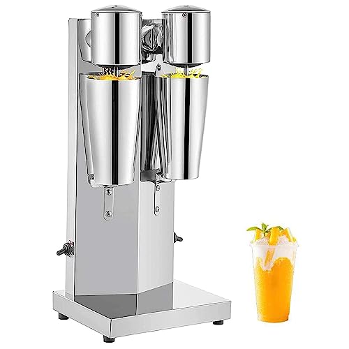 IUokLU Batidora eléctrica de Doble Cabezal 2 Tazas de 800 ml batidora Comercial para Batidos batidora de Acero Inoxidable 2 velocidades Ajustables,