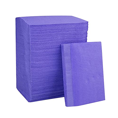 125pcs 17.51 * 13 inches/44.5cm×33cm Bavoirs en papier jetables en feuilles disponibles en 6 couleurs pour usage domestique ou dentaire/tatouage (Violet 125pcs) Cover