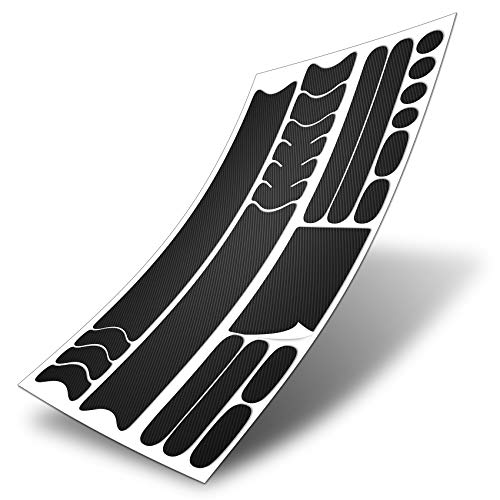 AlphaShield Juego de 21 láminas protectoras transparentes de barniz para bicicleta, K043 (carbono negro, 140 µm)