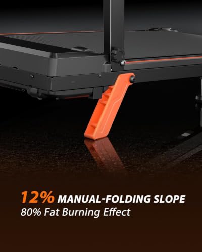 Image of 12% Incline Multifunctional Walking Pad with Height-Adjustable Handle Bar and Built-in Removable Desk, 8.0MPH /3.5HP Small Treadmill, 350LBS Weight Capacity Compact Treadmills (Black Orange)