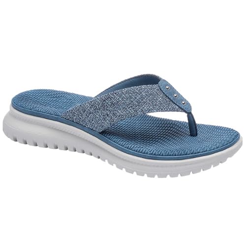 Chanclas ortopédicas para mujer, cómodas para caminar, para verano, para mujer, con soporte de arco para fascitis plantar, para interiores y exteriores, azul claro, 38 EU